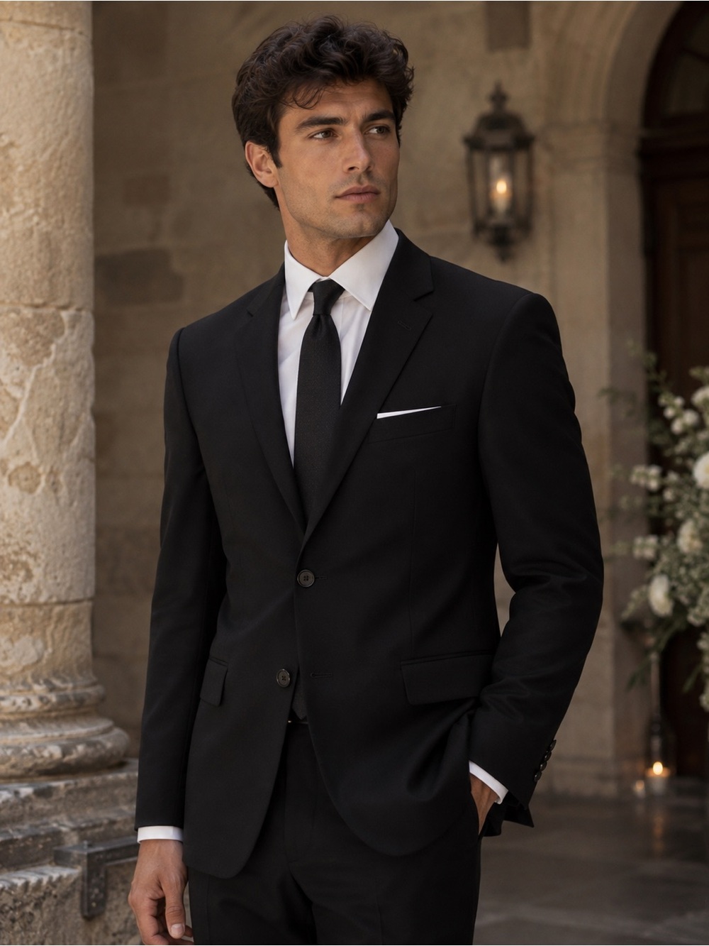 Jos. A. Bank 43L Black 100% Wool 2-Button Blazer Dark Academia Wedding Formal